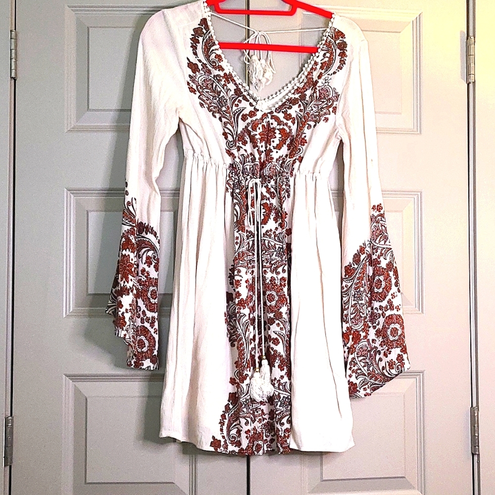 60s/70s style Boho summer Paisley gauzy mini dress